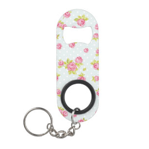 Behangselpatroon van roze rozen 4 sleutelhanger flessenopener