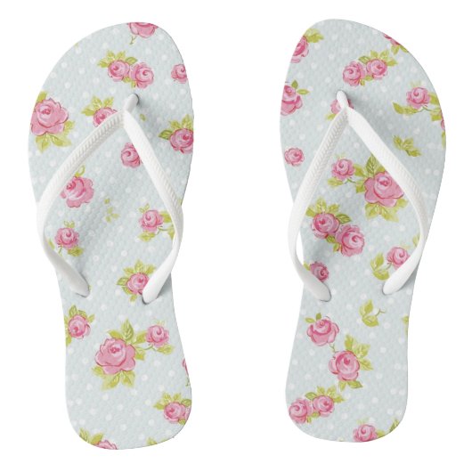 Behangselpatroon van roze rozen 4 teenslippers (Voetbed)