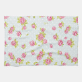 Behangselpatroon van roze rozen 4 theedoek (Horizontaal)