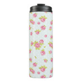 Behangselpatroon van roze rozen 4 thermosbeker (Voorkant)