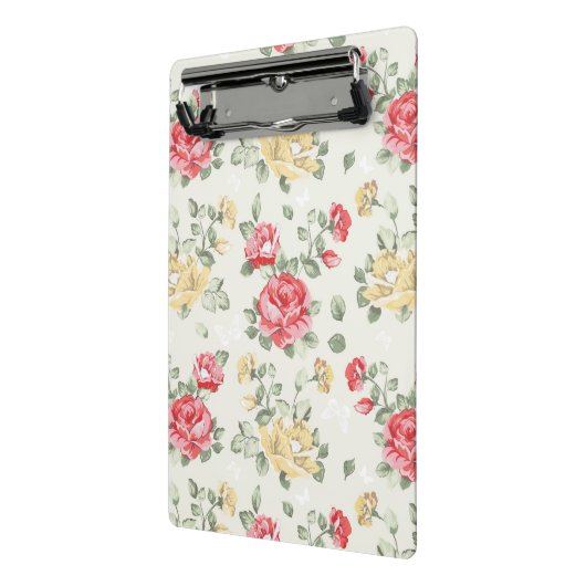 Behangselpatroon van roze rozen mini klembord (Angled2)