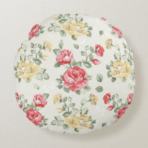 Behangselpatroon van roze rozen rond kussen