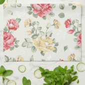 Behangselpatroon van roze rozen theedoek (Gevouwen)