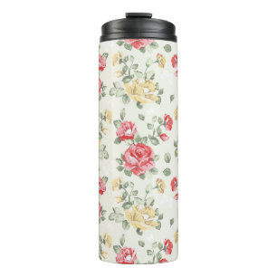 Behangselpatroon van roze rozen thermosbeker