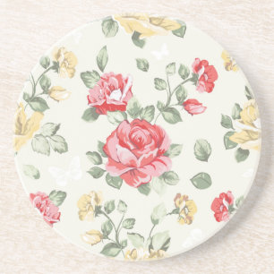 Behangselpatroon van roze rozen zandsteen onderzetter