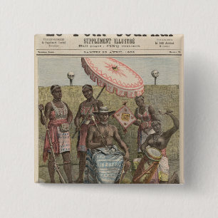 Behanzin King of Dahomey Vierkante Button 5,1 Cm
