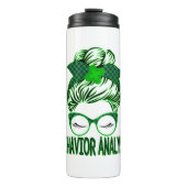 Behavior Analyst BCBA Messy Bun St Patrick's Day Thermosbeker (Voorkant)