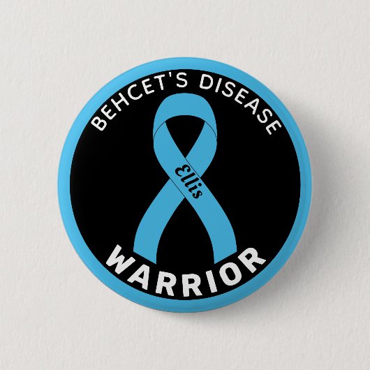 Behcet's Disease Warrior Ribbon Black Button (Voorkant)
