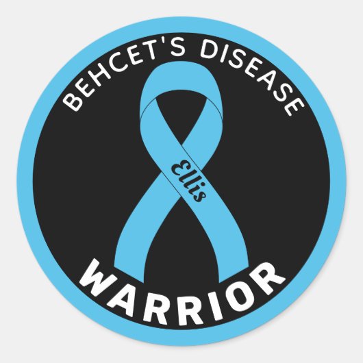 Behçet's Disease Warrior Ribbon Black Ronde Sticker (Voorkant)