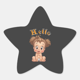 Beheerlijke Cartoon Baby Sitting Cheerfully with C Ster Sticker