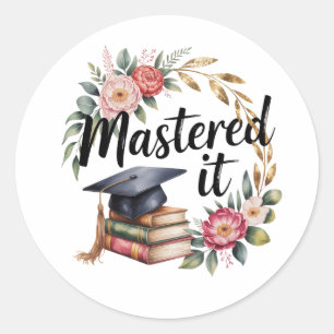 Beheerst Afstudeer Boeken Bloemstuk Mutse Elegant Ronde Sticker