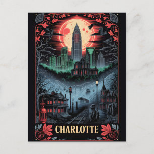 Behekste Charlotte, NC Vintage Horror Reizen Briefkaart