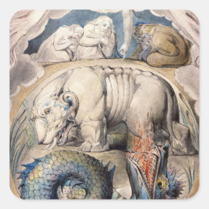 Behemoth and Leviathan William Blake 1825 Vierkante Sticker