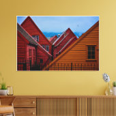 Behind Bryggen in Bergen, Noorwegen Canvas Afdruk (Insitu (Woonkamer))