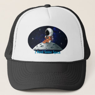 Behoefte aan ruimte, astronaut, ruimtevaarder, op trucker pet
