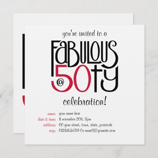 Behoorlijk op 50 rode uitnodiging (Voorkant / Achterkant)