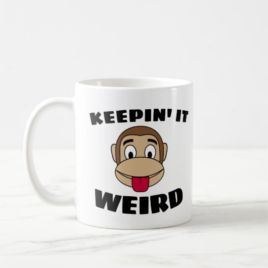 BEHOUD IT WEIRD FUNNY MONKEY COFFEE Mok (Links)