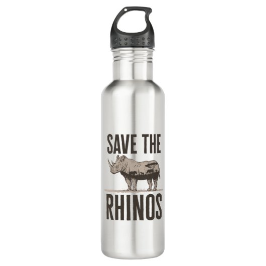 Behoud van de dieractivist Rhinos Rhino Waterfles (Voorkant)