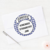 Behoudt Jam Jelly Jar Blue Plaid Gingham Label (Envelop)