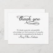 Behreavement funèbre de carte de note de Merci de (Devant / Derrière)