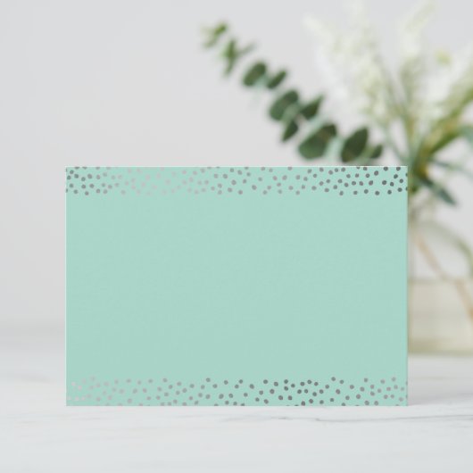 BEHUIZING KAART rustiek mini zilver confetti mint (Staand voorkant)