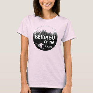Beidahu China dames ski logo kunst zwart t-shirt