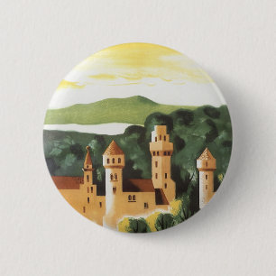 Beieren, Duitsland, Duitse Castle Vintage Travel A Ronde Button 5,7 Cm