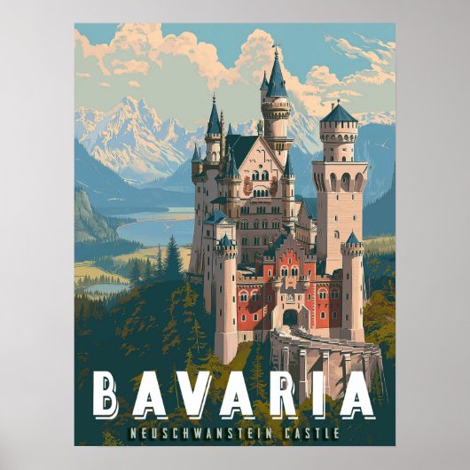 Beieren: Kasteel Neuschwanstein Poster (Voorkant)