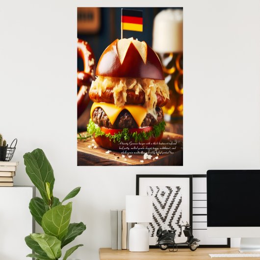 Beierse Brat Burger Bliss 24x36 Poster (Thuiskantoor)