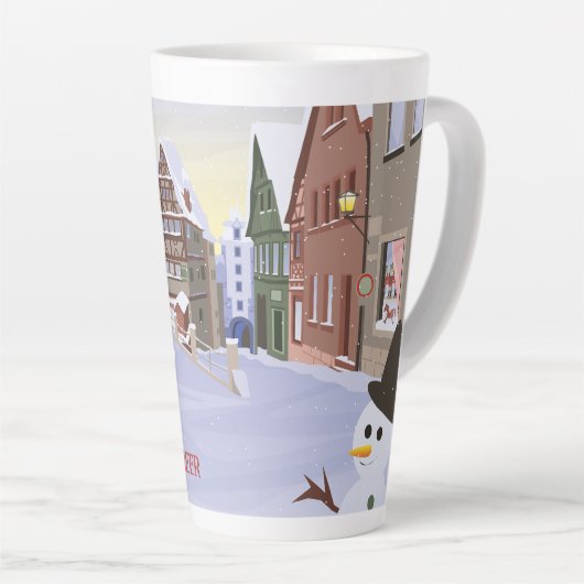 Beierse, Duitse stad licht blauwe kerst koffie Latte Mok (Rechterhoek)