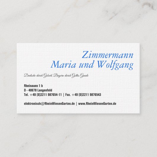 Beierse visitekaartje (Voorkant)