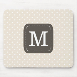 Beig Polka Dots Patroon met Gepersonaliseerd Monog Muismat