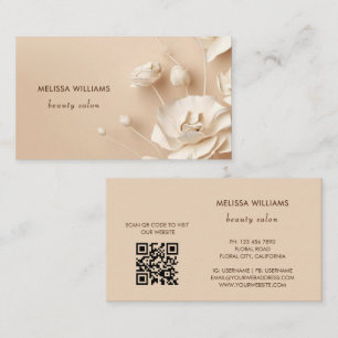 Beige 3D eenvoudige bloemen Visitekaartje