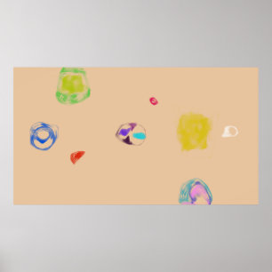 Beige Abstracte Objecten Eenvoudige Tekening Poster