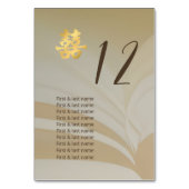 Beige Abstrait Art Chinois Mariage Carte de siège (Dos)