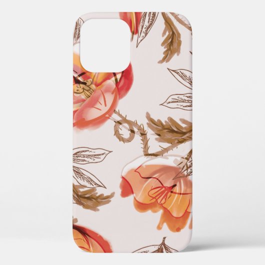 Beige achtergrond Poppies Waterverf Patroon Case-Mate iPhone Case (Achterkant)