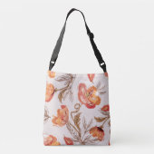 Beige achtergrond Poppies Waterverf Patroon Crossbody Tas (Achterkant)