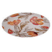 Beige achtergrond Poppies Waterverf Patroon Snijplank (Hoek)