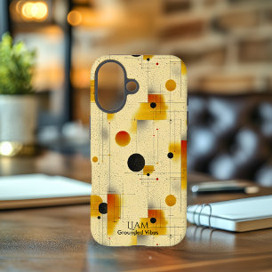 Beige & Amber Aardetone Geometrische Kunst Telefoo iPhone 16 Hoesje