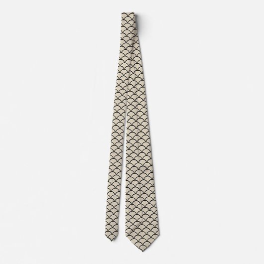 Beige and black art-deco geometric pattern stropdas (Achterkant)