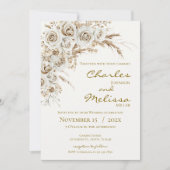 Beige and Boho Flowers Wedding Invitation (Devant)