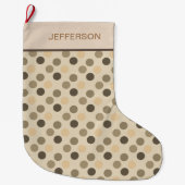 Beige and Brown Polka Dots Grote Kerstsok (Voorkant)