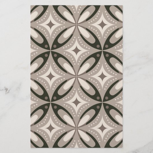 Beige and Brown Retro circular shapes Briefpapier (Voorkant)