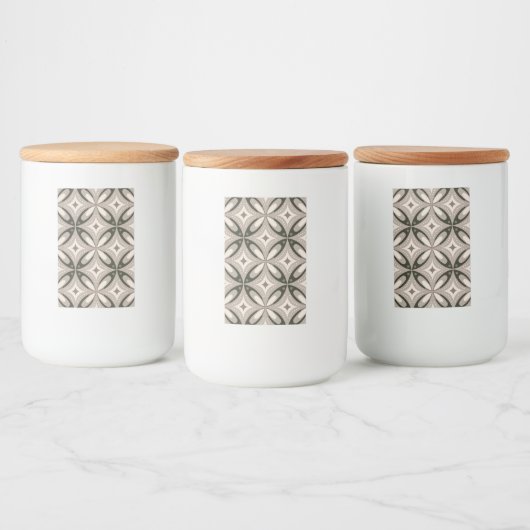 Beige and Brown Retro circular shapes Voedselcontainer Etiket (Flessen)