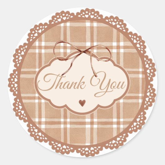 Beige and Brown Retro Thank You Circle Sticker (Devant)