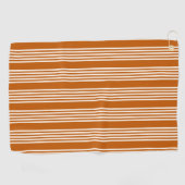 Beige and burnt orange five stripe pattern golfhanddoek (Horizontaal)