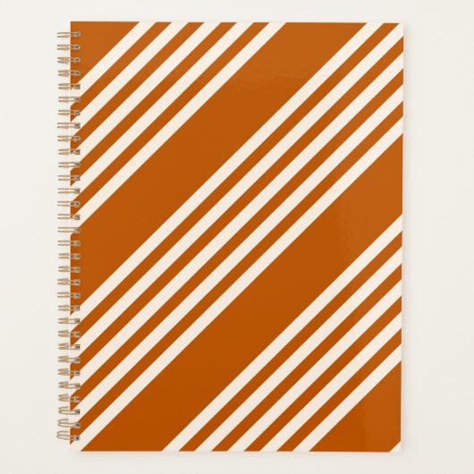 Beige and burnt orange five stripe pattern planner (Voorkant)
