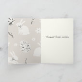 Beige and Cream Easter Bunny Pattern Holiday Card Bedankkaart (Binnen)