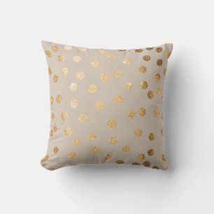 Beige and Gold Glitter Polka Dot Pillow Kussen