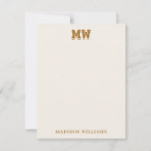 Beige and Gold Retro Typography Monogram Initial Notitiekaartje (Voorkant)